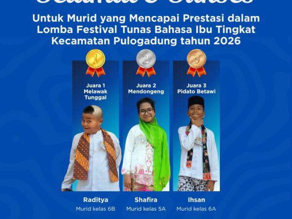 Siswa SDN Pisangan Timur 11 Raih Tiga Juara di Festival Tunas Bahasa Ibu Tingkat Kecamatan Pulogadung 2026